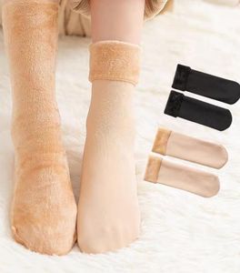 Chaussettes doublées en polaire pour femme Chaussettes thermiques d'hiver Chaussettes chaudes douces au-dessus de la cheville