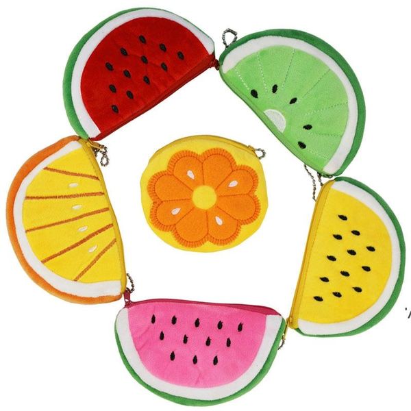 En peluche Fruit Coin Purse Party Favor Cartoon Enfants Zipper Crayon Cas Portefeuille Portable Sac De Rangement Porte-clés Cadeau CCA13211