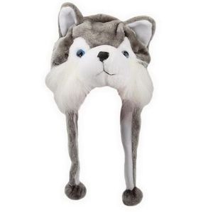 Chapeaux d'animaux amusants en peluche, casquette d'hiver chaude en polyester avec doublure polaire, chapeau de vacances de fête de noël avec cache-oreilles Husky Polar Bear P