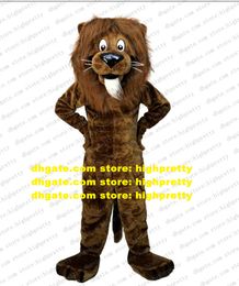 Pluche harige bruine grote leeuw mascotte kostuum volwassen stripfiguur Outfit Pak televisie thema Playground Schoolplein ZZ8146