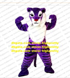 Pluche harige paarse tijgermascotte kostuum volwassen stripfiguur Outfit Expo Fair Motexha SPOGA KINDEREN Playground ZZ7850