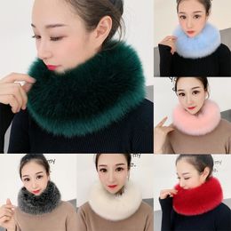 Plüsch Pelzige Schals Winter Warme Frauen Mode Faux Fuchs Pelz Kragen Schal Schal Stola Pelzigen Hals Wrap Wärmer Snood Kreise 240110