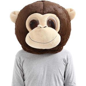 Costume de mascotte de masque de tête de singe en peluche Halloween