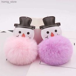 Plush Keychains 2020 Christmas Snowman Bag Keychain PU Leer Imitatie Rex Rabbit Plush Keychain Gift Groothandel Y240415