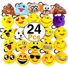 Pluche sleutelhangers 24 stuks grappige uitdrukking sleutelhanger meisje schattige cartoon knuffels creatieve smiley pluche hanger sleutelhanger uitdrukking poppen hangers 230921