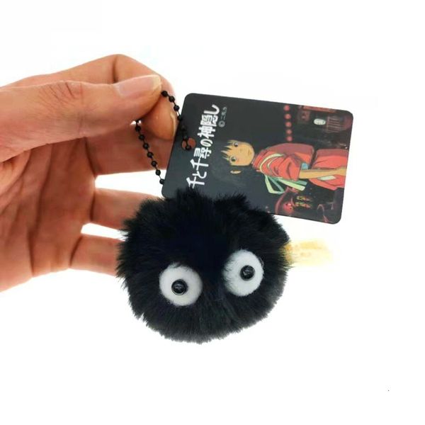 Porte-clés en peluche 50 pièces Anime Chihiro en peluche porte-clés briquettes noires elfe poupée porte-clés sac d'école pendentif porte-clés accessoires mignons 230921