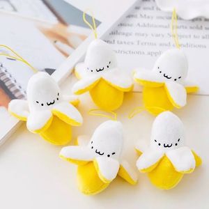 Plush Keychains 8cm Little Yellow Banaan pluche gevulde speelgoed Key Chains Small String Fruit Toys Keychain For Women Girl D54