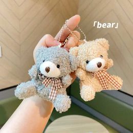 Plush Keychains 8cm zachte teddybeer schattige pluche tas sleutelhanger auto hanger pop kinderen speelgoed vulling dier donzige beren cadeau s2452909