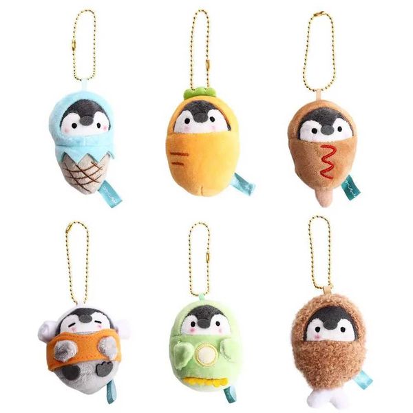 Liquidadores de llaves Accesorios de bolsas de bolsas Drumstick sauna de perrito caliente PP Algodón alimentado con juguete Pense Keychain coreano Penguin Pense Pense Plushina Llavero para mujeres WX5.30