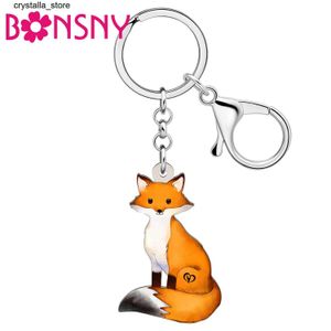 Plush Keychains Bonsnam Acryl Cute Fox Keyring Keychain Cute Animal Car Backpack Charm Fashionable Jewelry Fox Girl Gifts2452804 S2452909
