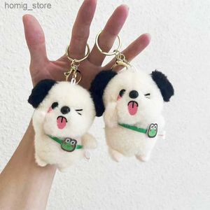 Plush Keychains Cartoon Cute Dog Plush Keychain Soft Stuffed Doll Beyring For Women Bag Hang Charms Auto Key Accessoires Trinket Party Gift Y240415