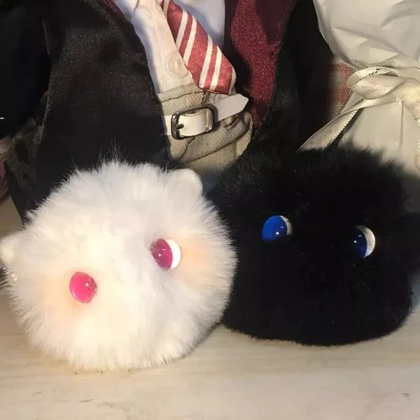 Llaveros de peluche de dibujos animados lindo peludo rubor gato bola muñeca juguete colgante niñas corazón mochila bolsa llavero llavero ornamento llavero niños 231020