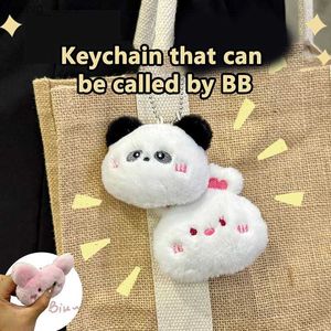 Plush Keychains Cartoon Keyring piepen kip poppen verjaardag cadeau piggy squeeze panda plush keychain pluche gevulde zachte tjilpende hanger y240415