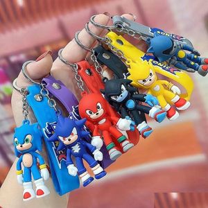 Porte-clés en peluche pendentif de dessin animé porte-clés en caoutchouc souple PVC sac d'école de voiture Sile cadeau d'anniversaire livraison directe jouets cadeaux animaux en peluche P Dhja9