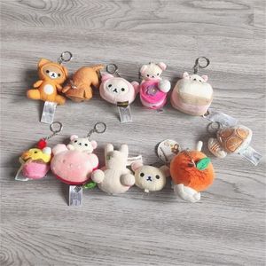 Porte-clés en peluche Mignon Anime Rilakkuma Korilakkuma Ours Kiiroitori Hamburger Peluche Porte-clés Petit Pendentif Enfants Jouets En Peluche Pour Enfants Cadeaux 230923