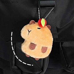 Plush Keychains Cute Plush Doll Keychain Cartoon Capybara Pieak speelgoed Key Ring Backpack Hanger Decor Kawaii Fluffy Animals Kid Birthday Gift Y240415
