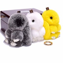 Porte-clés en peluche mignon lapin pendentif voiture porte-clés sac lapin Couple dernière couleur cheveux longs 14 cm 230603