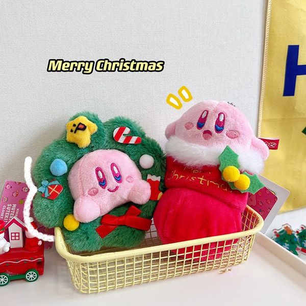 Llaveros de peluche Cute Star Kirby Toys Llavero Árbol de Navidad Calcetines Muñeca Coche Colgante Charm Adornos colgantes Regalos 230912