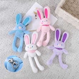 Plush Keychains Fluffy Real Rabbit Fur Pompon Bunny Chain Trinket Women Toy Pompom Ring On Bag Car Chain Sieraden Geschenk 230421