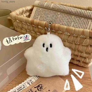 Plush Keychains grappige witte spook sleutelhanger schooltas hanger pop schattige pluche tas hangende accessoires creatieve poppen sleutelhanger kindercadeau y240415