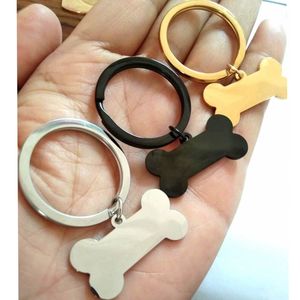 Porte-clés en peluche de haute qualité miroir poli en acier inoxydable porte-clés accessoires pendentif en os étiquette de chien rectangle étiquette étiquette porte-clés 230818