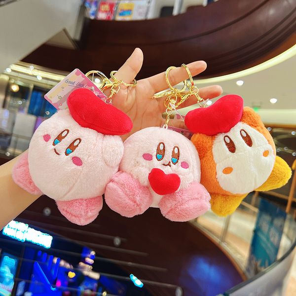 Porte-clés en peluche Kawaii 10 cm Kirby Anime Cartoon Jouets Porte-clés Mignon Filles Sac À Dos Sac Pendentif Décor En Peluche Cadeau De Noël 230911