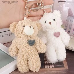 Plush Keychains Kawaii Plush Bear Keychain Cute Love Bear Poll Bag Pendants Konijn Dog Keychains Toys Soft Cotton Key Chain Girls and Kids Gift Y240415