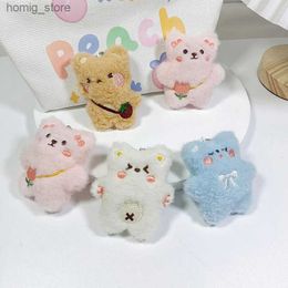 Plush Keychains Koreaanse stijl Kawaii Small Bear Plush Toy Cartoon Dierhanger Keychain Leuke zacht gevulde pop voor kinderen Kerstgeschenk Y240415
