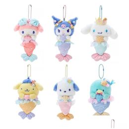 Plush Keychains Melody Laurel Dog Sea Mermaid Series Komi Pacha Ugly Fish Hanton P Doll hanger Keychain Cute Drop Delivery speelgoed Geschenken DHZFL