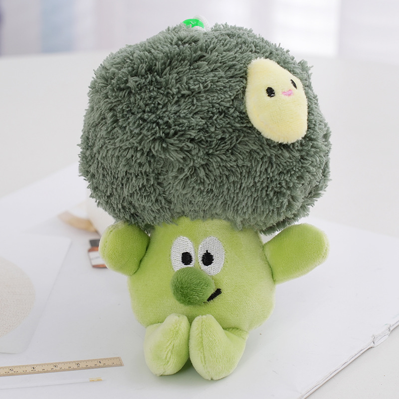 Plush Keychains Novelty and funny broccoli pendant doll cute plush toy schoolbag pendant green vegetable key chain gift