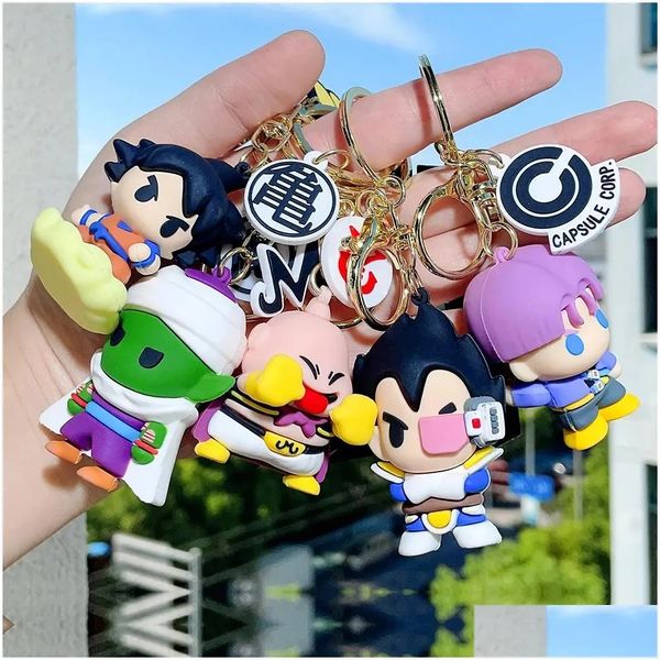 Porte-clés en peluche Q Version Sept Perle Pendentif Clé En Caoutchouc Souple Petit Gros Voiture Porte-clés Dessin Animé Creative Drop Livraison Jouets Cadeaux St Otybt 2024