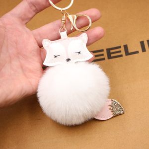 Porte-clés en peluche Top Fox cuir peluche sac porte-clés tête de renard jouet peluche boule livre sac pendentif