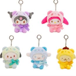 Porte-clés en peluche jouet japonais créatif mignon 12cm dessin animé transformé panda Kuromi Melody Yugui chien poupée pendentif pour enfants cadeau E30