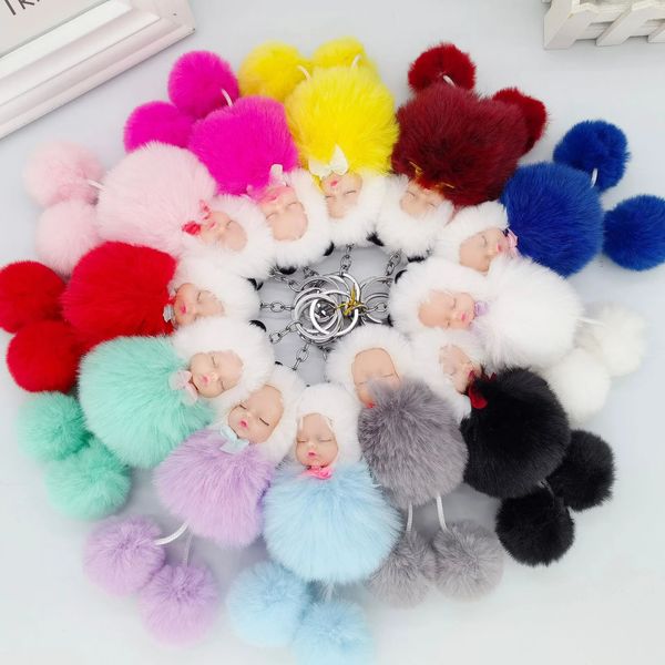 Porte-clés en peluche Jouet en peluche bébé poupée porte-clés accessoires Kawaii sac pendentif jouets clé chaîne enfants cadeau llaveros moelleux fourrure porte-clés en gros 230927