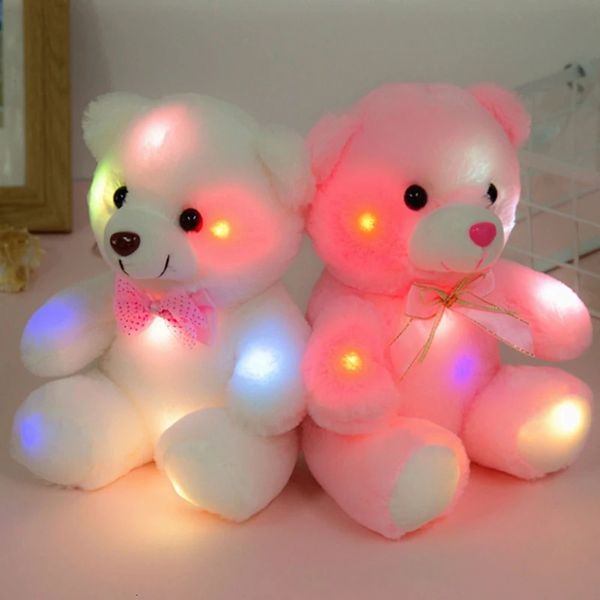Peluche Light Up jouets 20 cm coloré brillant ours en peluche animaux en peluche poupée enfants anniversaire cadeaux de noël créatif jusqu'à jouet 231207
