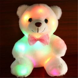 Pluche oplichtend speelgoed 22 cm kleurrijke gloeiende lichtgevende pop baby knuffels verlichting beer mooie cartoon speelgoed kerstcadeaus voor meisjes 231207