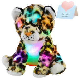 Jouets lumineux en peluche 30 cm poupée léopard en peluche lumière LED musicale douce animaux en peluche mignons dormir oreillers pour filles enfants enfants brillant 231109