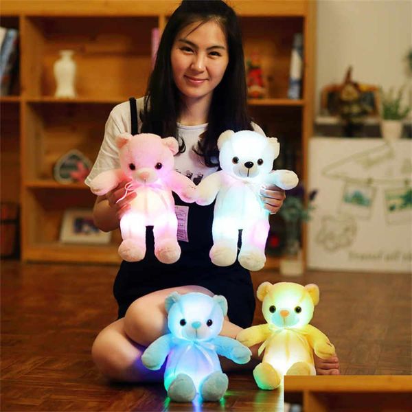 Plush Light - Up Toys 30Cm Lumineux Led Colorf Glowing Ours En Peluche Animal En Peluche Poupée Enfants Cadeau De Noël Pour Enfants Filles Drop De Dhh9P