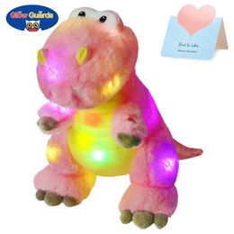 Pluche oplichtend speelgoed 33 cm licht dinosaurus knuffels knuffeldier LED lichtgevend knuffel schattig cartoon pluche sierkussen cadeau voor kinderen meisjes 231212