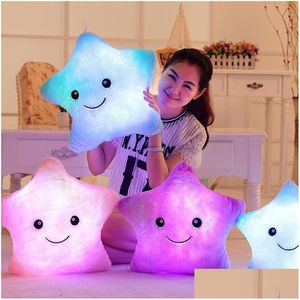 Lumière en peluche - Toys up 34 cm Créatif Lumin Luminal Oreiller Soft Plud P Glowing Colorf Stars Cushion Cushon Gift For Kids Children Girls Facto Dhyqk