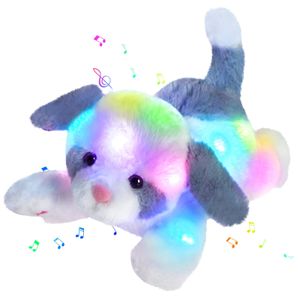 Juguetes iluminados de felpa 35 cm LED Juguetes luminosos musicales Perro PP Muñeca de algodón Regalos Almohadas suaves Animales de peluche para niñas Niños Cumpleaños 231117