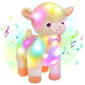 Pluche oplichtend speelgoed 35 cm Muzikaal Alpaca Cadeauspeelgoed Kussens gooien met LED Lichtgevend speelgoed Knuffels voor meisjes Home Decor Festival 231207