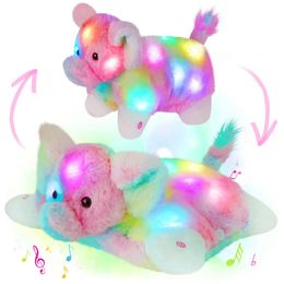 Peluches iluminados, 42 cm, elefantes coloridos, juguetes de peluche con música luminosa, animales de algodón rellenos brillantes, almohada de juguete, regalos de cumpleaños para niñas 231212