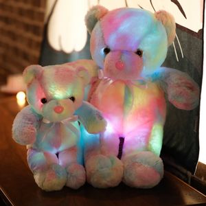 Pluche Light-Up speelgoed Kleurrijke Glowing Bear Knuffel Creative Light Up LED Teddybeer Knuffels Soft Doll Kinderen Kussen Voor Meisjes Kerstcadeau 230621