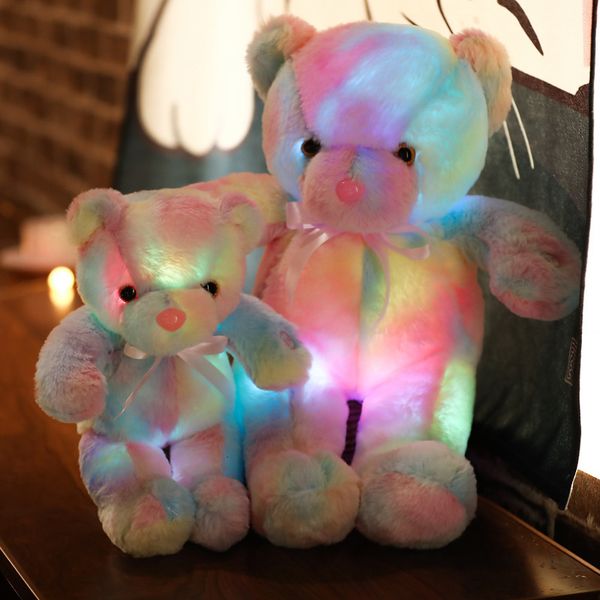 Plush Light - Up jouets Coloré Glowing Bear Peluche Creative Light Up LED Ours en peluche Animaux en peluche Doux Poupée Enfants Oreiller Pour Les Filles Cadeau De Noël 230621