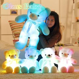 Pluche, oplichtend speelgoed Lichtgevend 30/50/80cm Creatief oplichtend LED-teddybeer knuffel knuffel kleurrijk gloeiend teddybeer kerstcadeau voor kinderen 231212