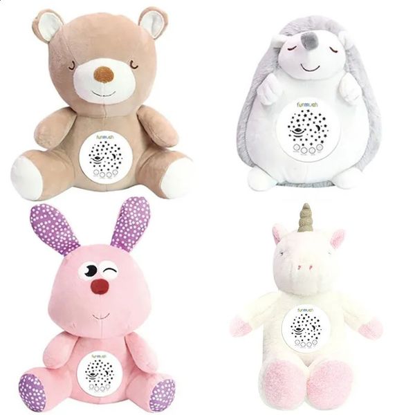 Luz de felpa - juguetes de peluche de peluche juguetes de peluche muñeca musical LED proyector lámpara de noche bebé hora de dormir calmante comodidad muñeca regalos educativos para niños 231109