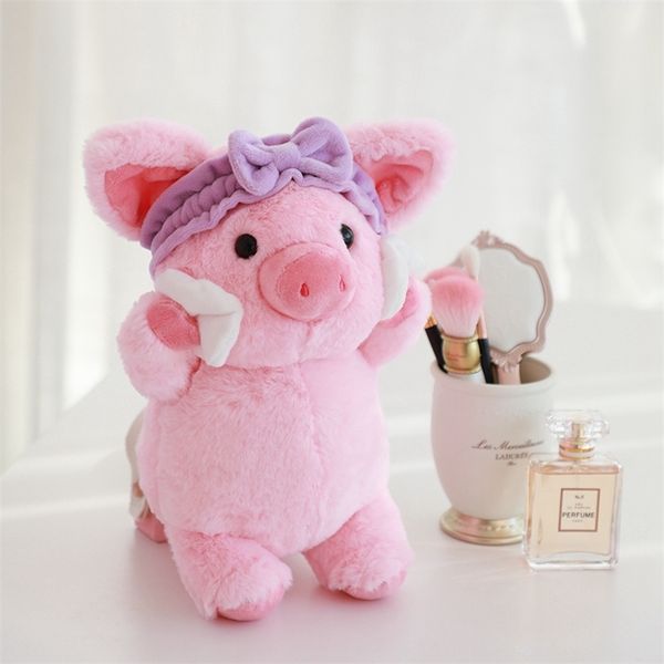 Peluche Maquillaje Cerdo Juguete Creativo Cosmético Regalos promocionales Lindo Suave Alta calidad Diadema Rosa Algodón almohadilla Maquillaje Juguete para ella 210728