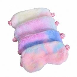 Pluche Veelkleurige Slee Oogmasker Tie Dye Gradiënt Lichtdicht Slaap Oogpatches voor Jongens Meisjes om Beter te Slapen Zachte Oogcovers w0gh #