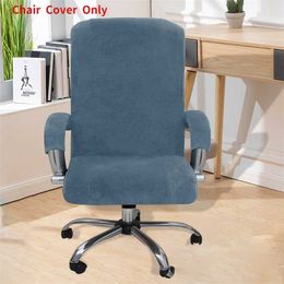 Plush Office Computer Chair Cover Verwijderbare Anti-Dirty Boss Roterende Zitting Dikte Covers Elastische Armrest Slipcover 211105